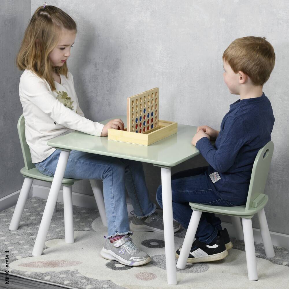 Kesper Kindertisch mit 2 Stühlen mint Spanplatte B/H/L: ca. 55x45x55 cm