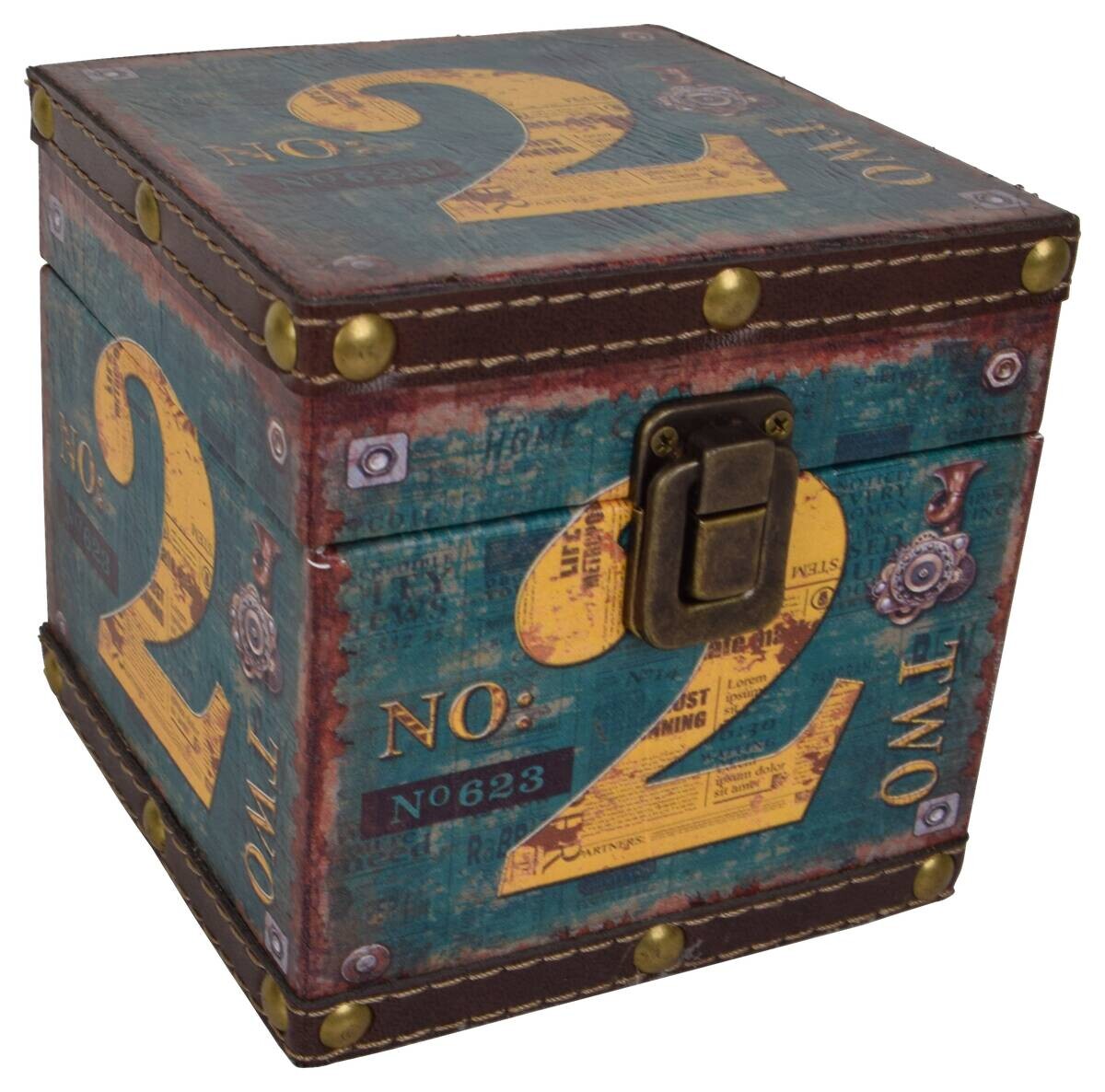 Box blau Holz B/H/L: ca. 13x13x13 cm