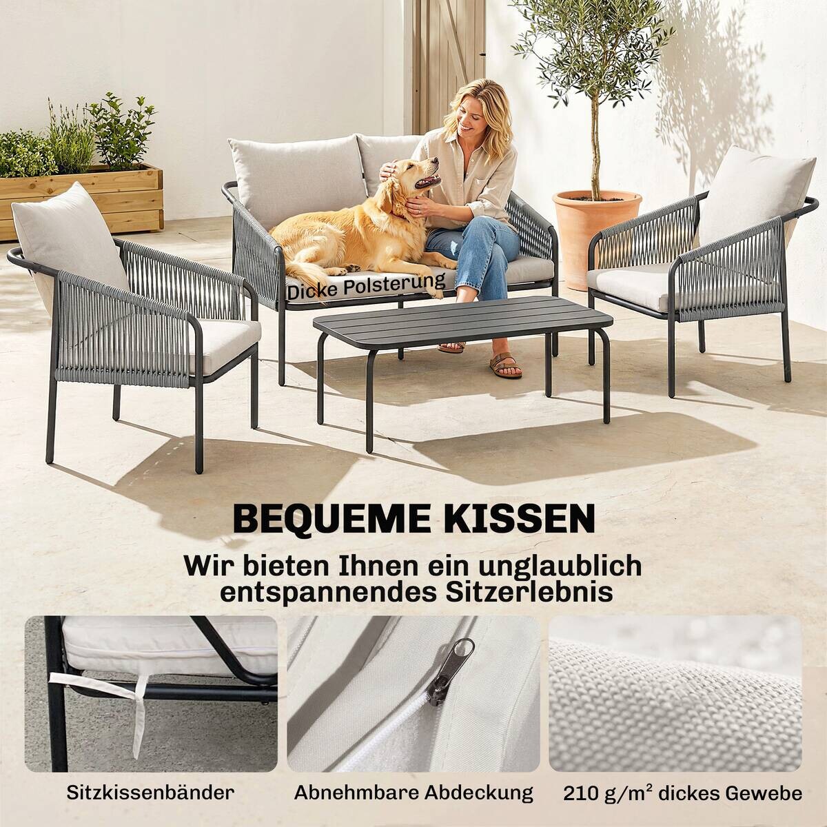 Outsunny Loungemöbel schwarz Rattan B/H/L: ca. 66x65x118 cm