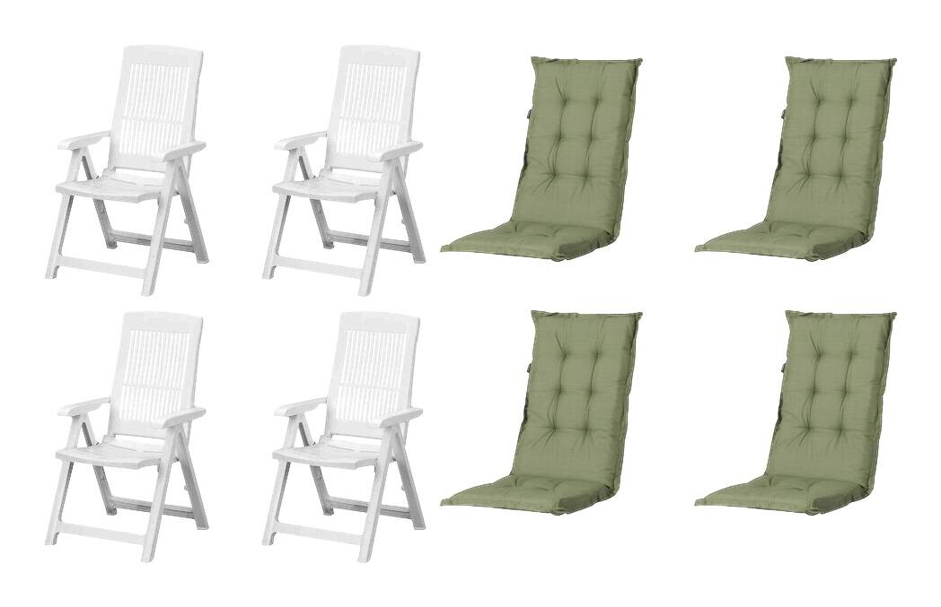 PROGARDEN,MADISON Klappsessel Set + Auflagen Tampa grün Kunststoff B/H/L: ca. 61x109x60 cm