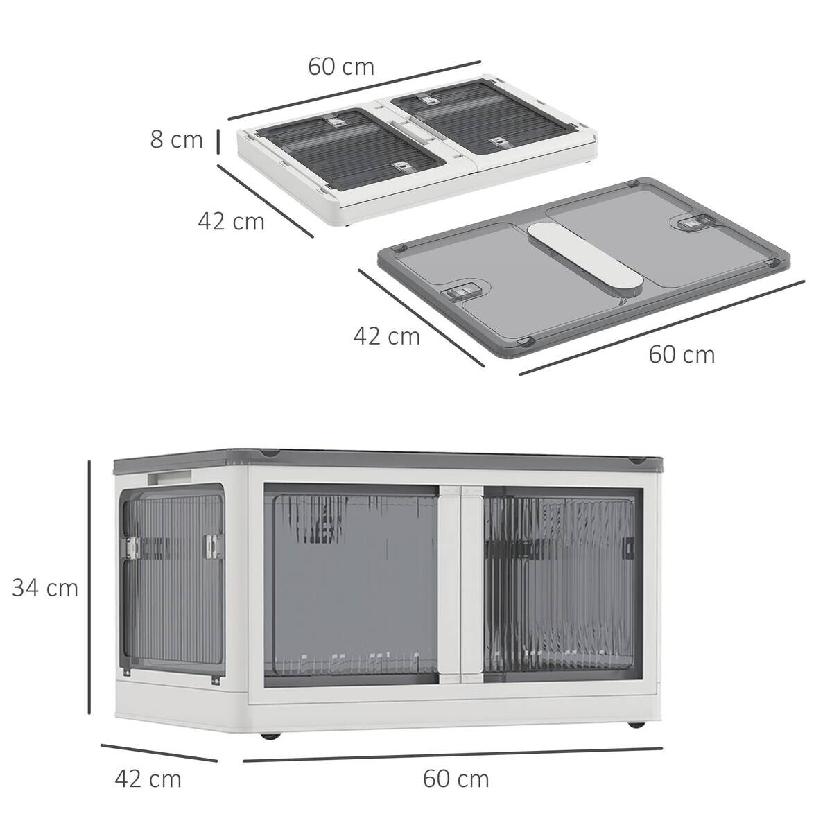 HOMCOM Aufbewahrungsbox weiß B/H/L: ca. 42x60x34 cm
