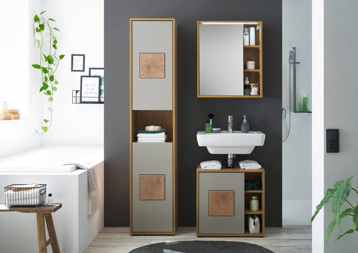 Hochschrank Greece Wildeiche Nachbildung grau B/H/T: ca. 40x190x30 cm