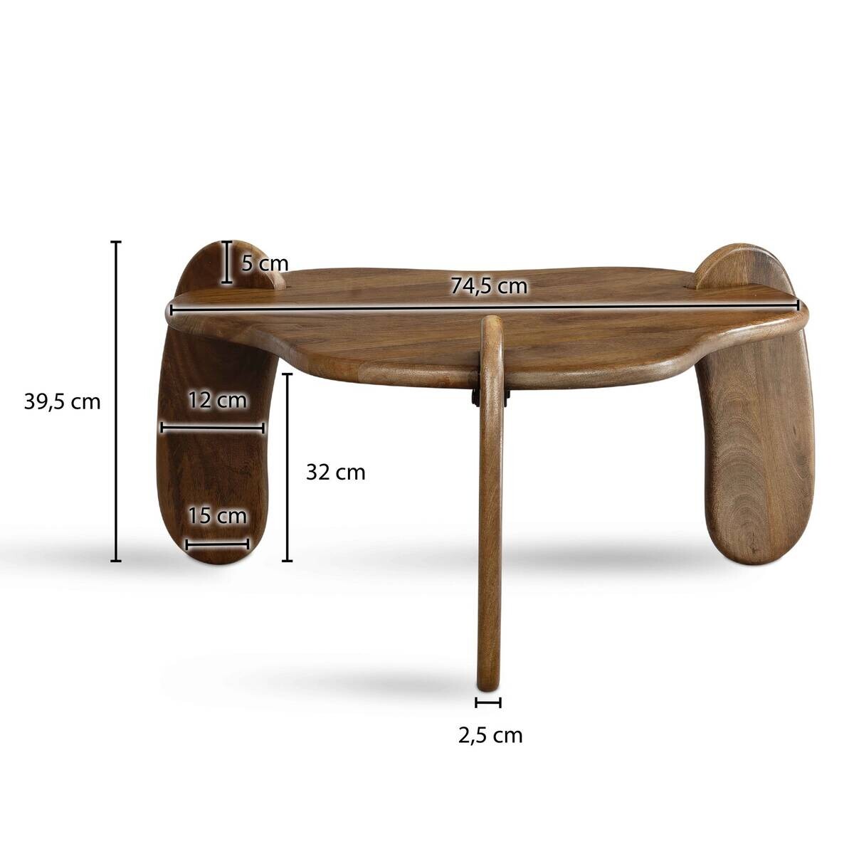 Wohnling Couchtisch braun Mango B/H/T: ca. 78x40x78 cm