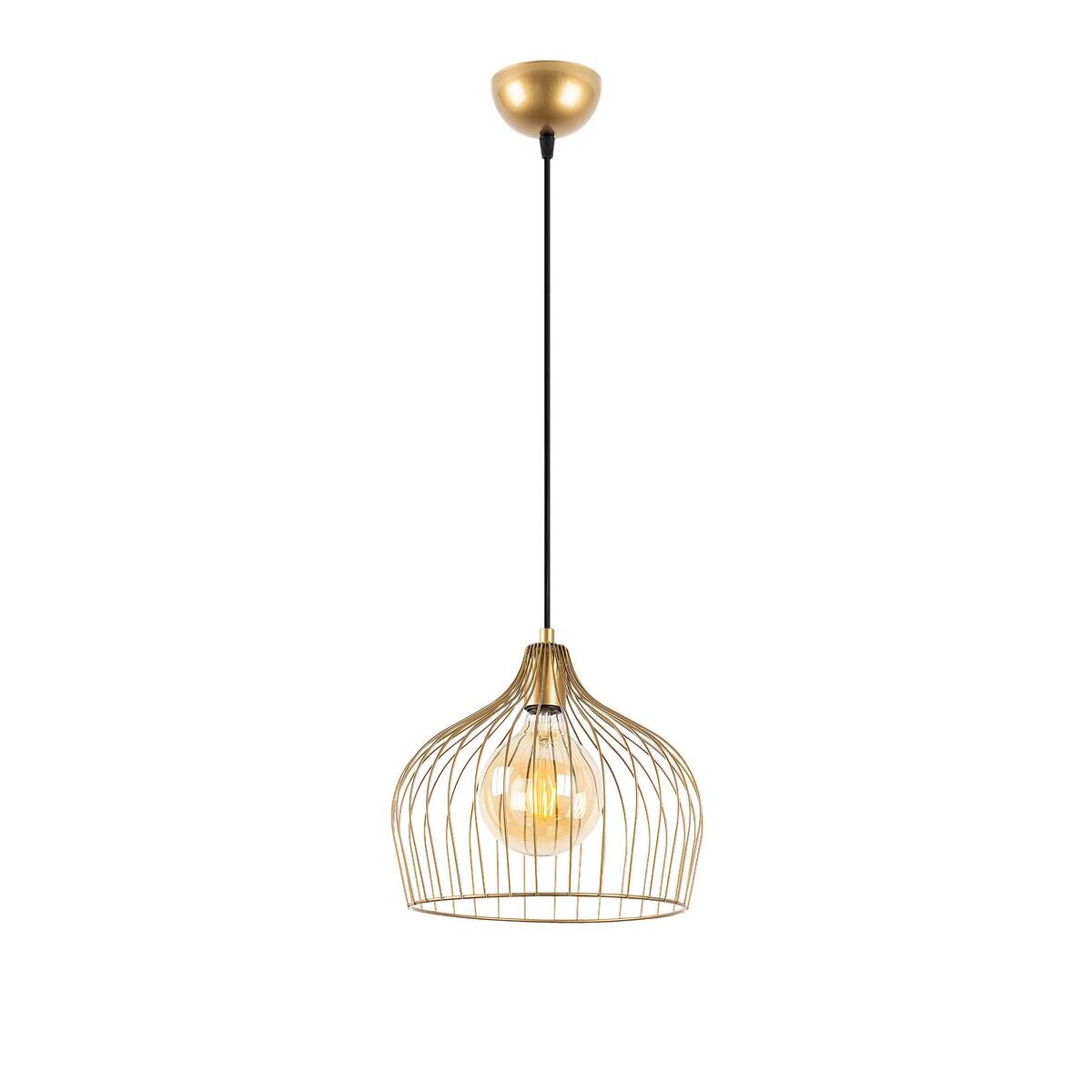 Opviq Pendelleuchte gold Metall B/H/T/L/D: ca. 30x121x30x30x30 cm E27 1 Brennstellen