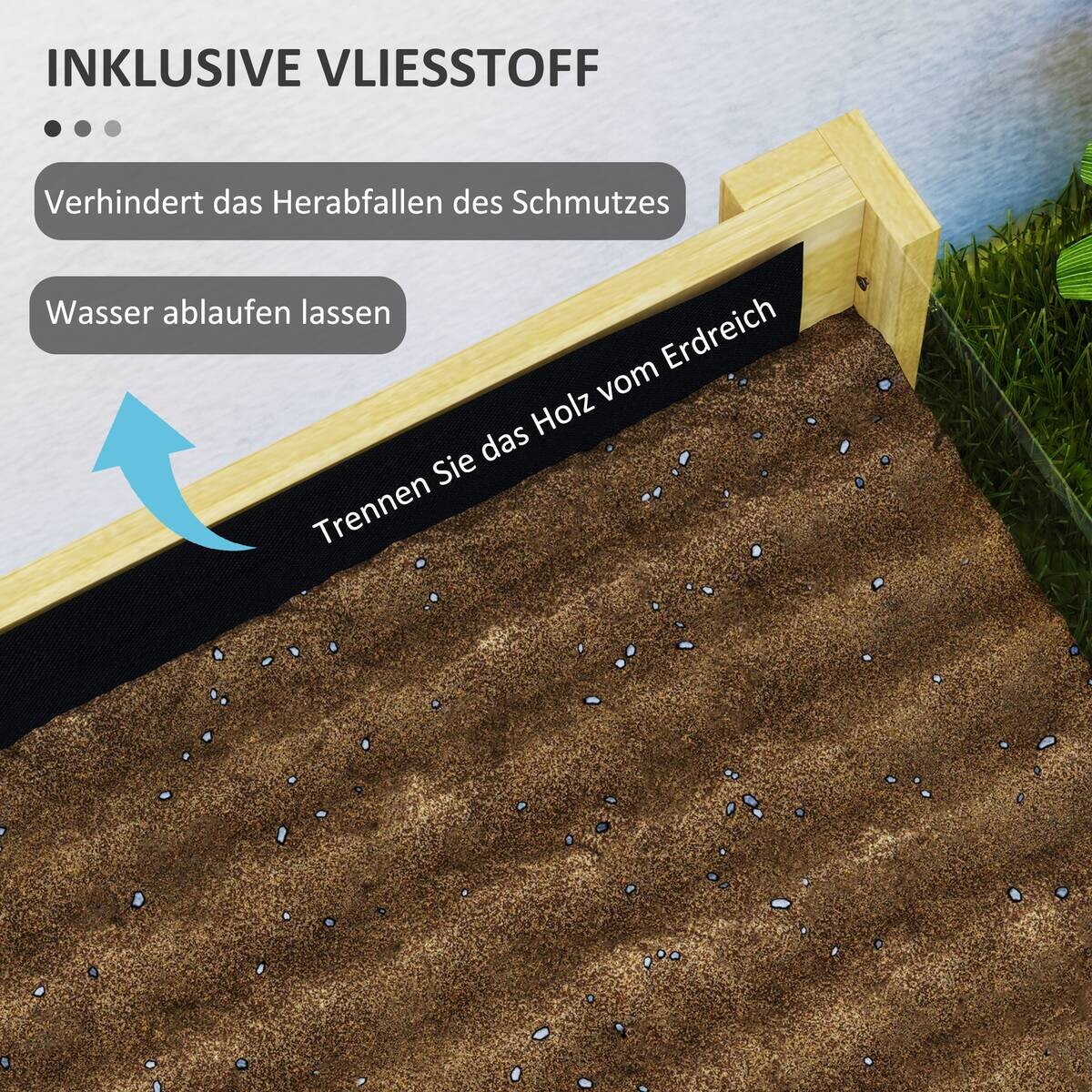 Outsunny Hochbeet natur Holz B/H/L: ca. 50x80x110 cm