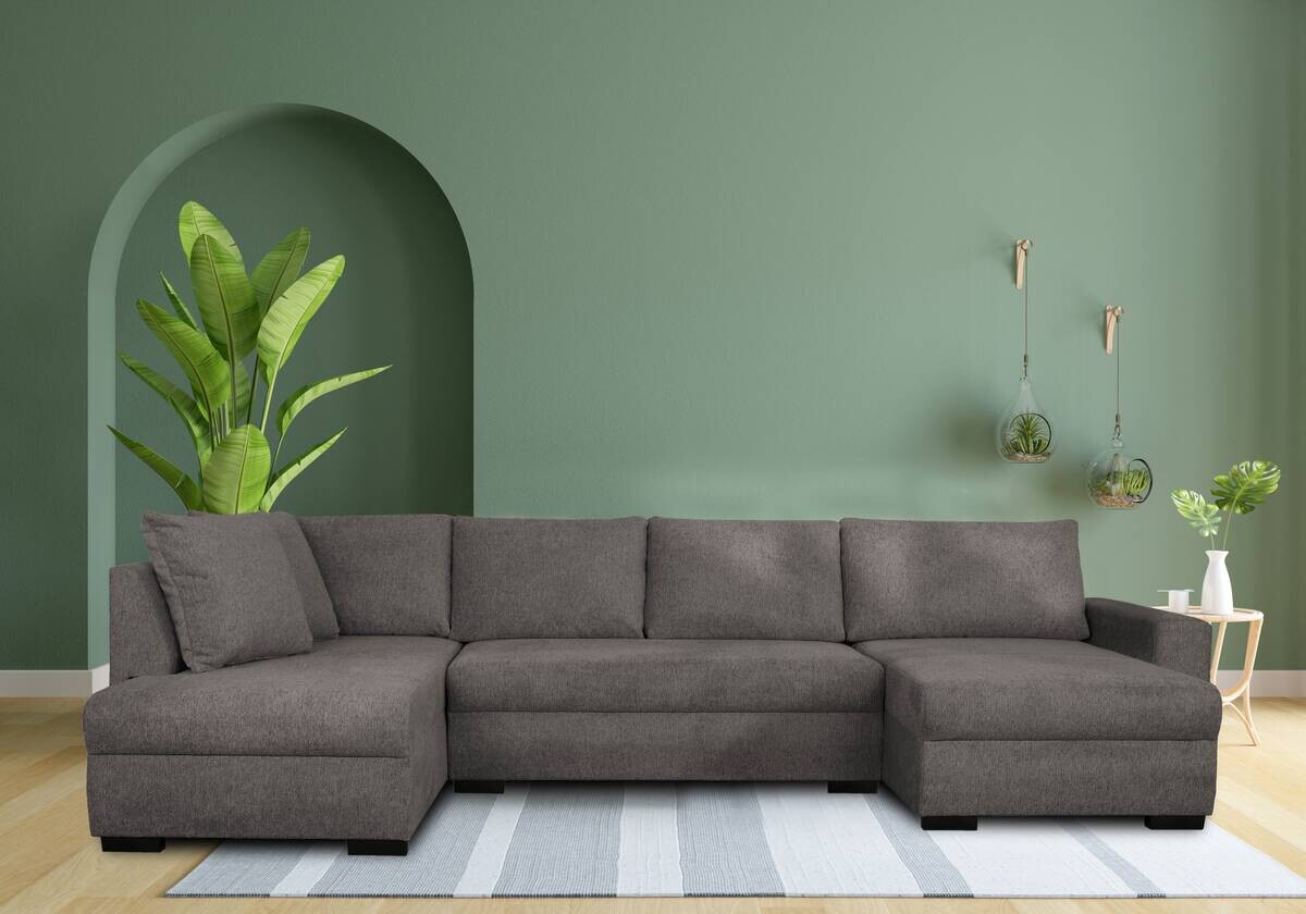 Wohnlandschaft dunkelgrau Microfaser B/H/T: ca. 312x90x169 cm