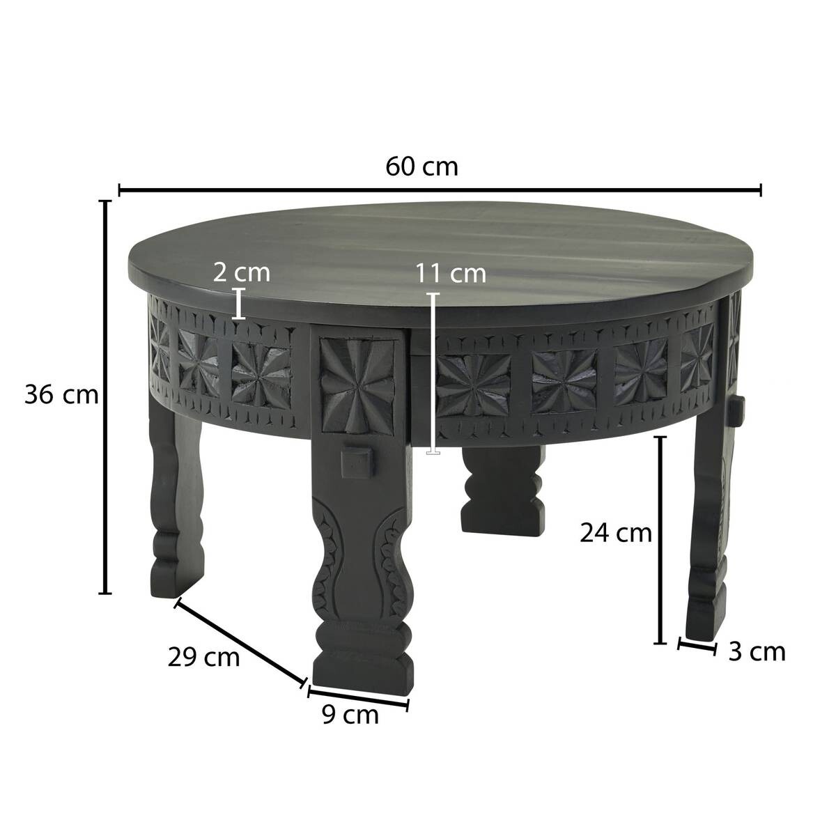 Wohnling Couchtisch schwarz B/H/T: ca. 60x36x60 cm