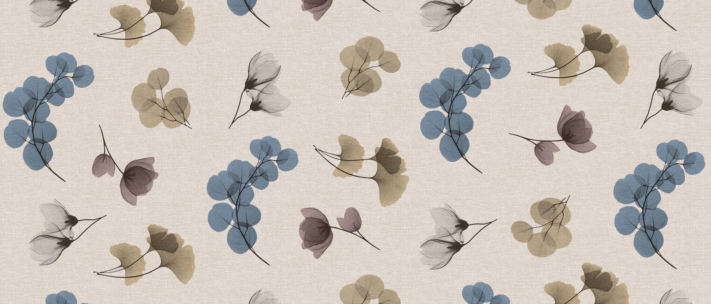 Milano Abwaschbarer Tischbelag Ginko Natur leinen B: ca. 140 cm