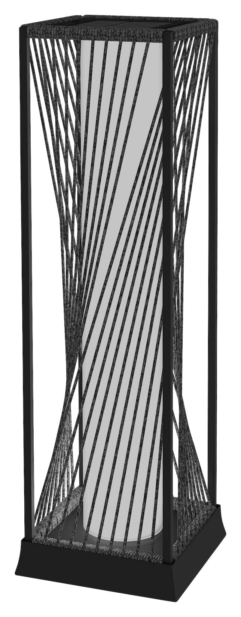 Rattan Solarlampe grau Stahl Polyethylen B/H/L: ca. 22x77x22 cm