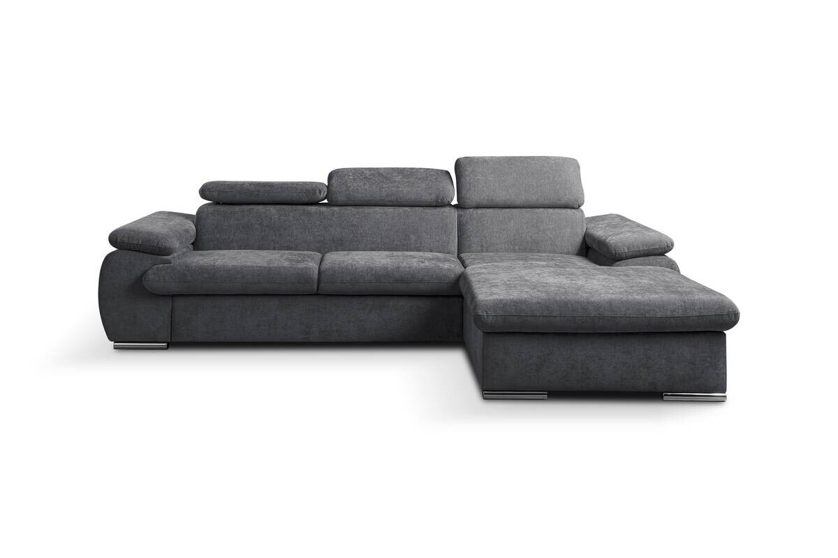 Ecksofa mit Bettfunktion und Bettkasten dunkelgrau Polyester B/H/T: ca. 284x102x196 cm