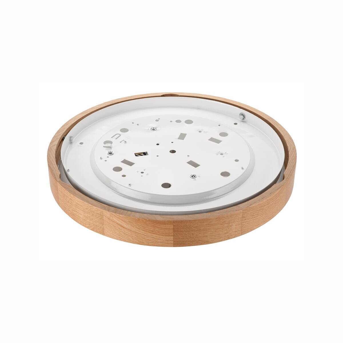 Lamkur Deckenleuchte Anello Eiche Glas Holz H/L: ca. 8x37 cm E27 2 Brennstellen