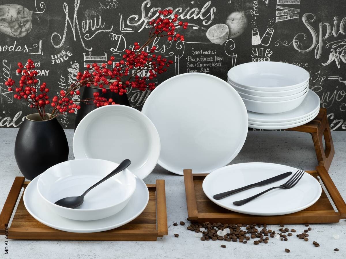 CreaTable Tafelservice Chef Collection weiß Porzellan 12 tlg