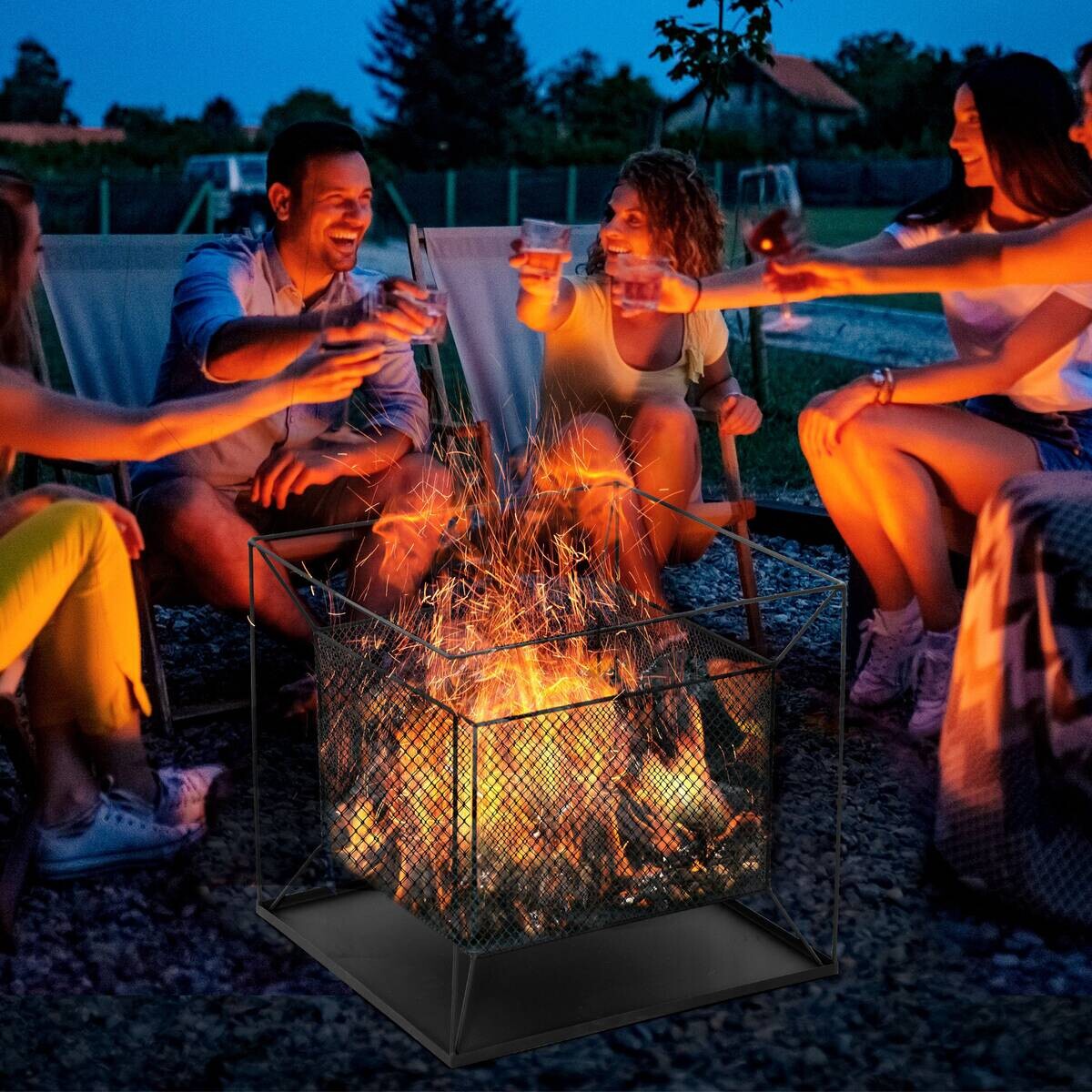 Outsunny Feuerschale schwarz Metall B/H/L: ca. 45x43x45 cm
