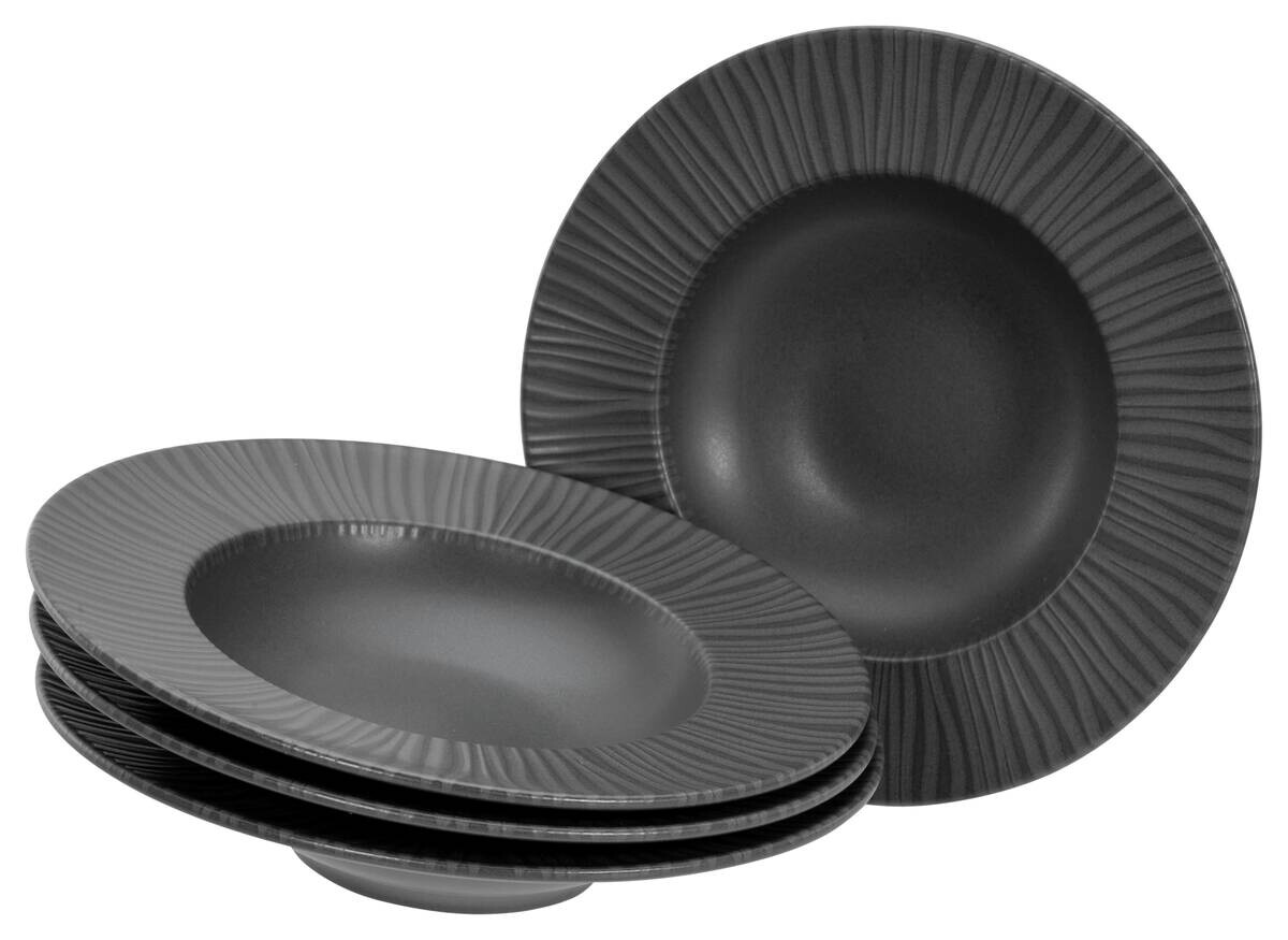CreaTable Pastateller-Set Vesuvio schwarz Steinzeug H/D: ca. 6x27 cm