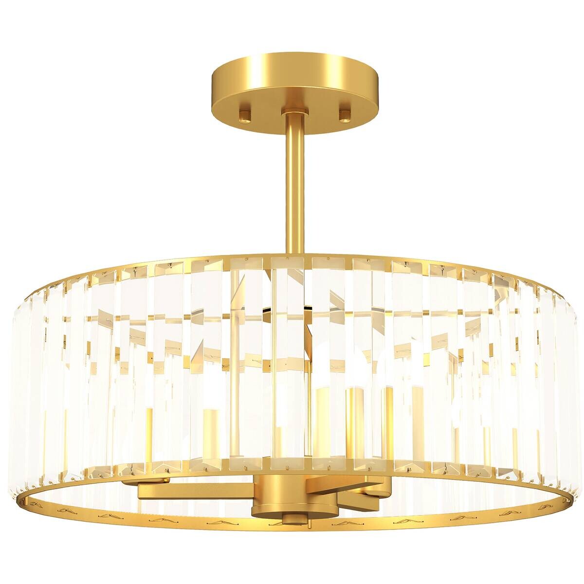 HOMCOM Deckenleuchte gold Metall B/H/L: ca. 39x32x39 cm E14 3 Brennstellen