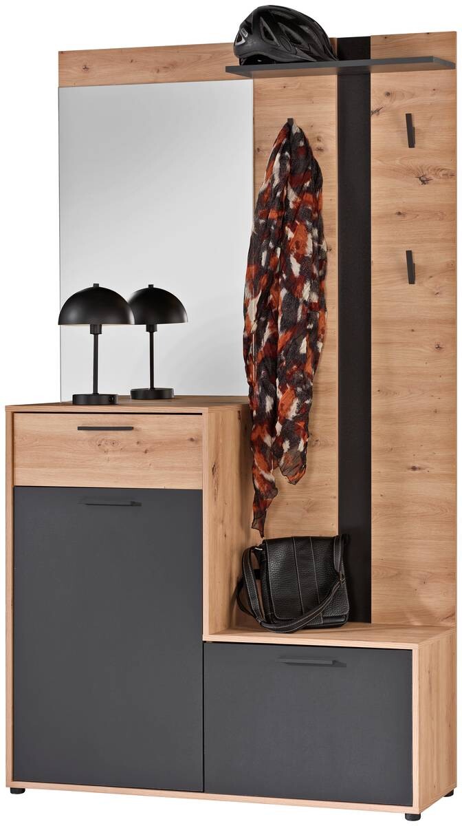 Garderobe Borneo Eiche Artisan Nachbildung anthrazit B/H/T: ca. 112x197x35 cm