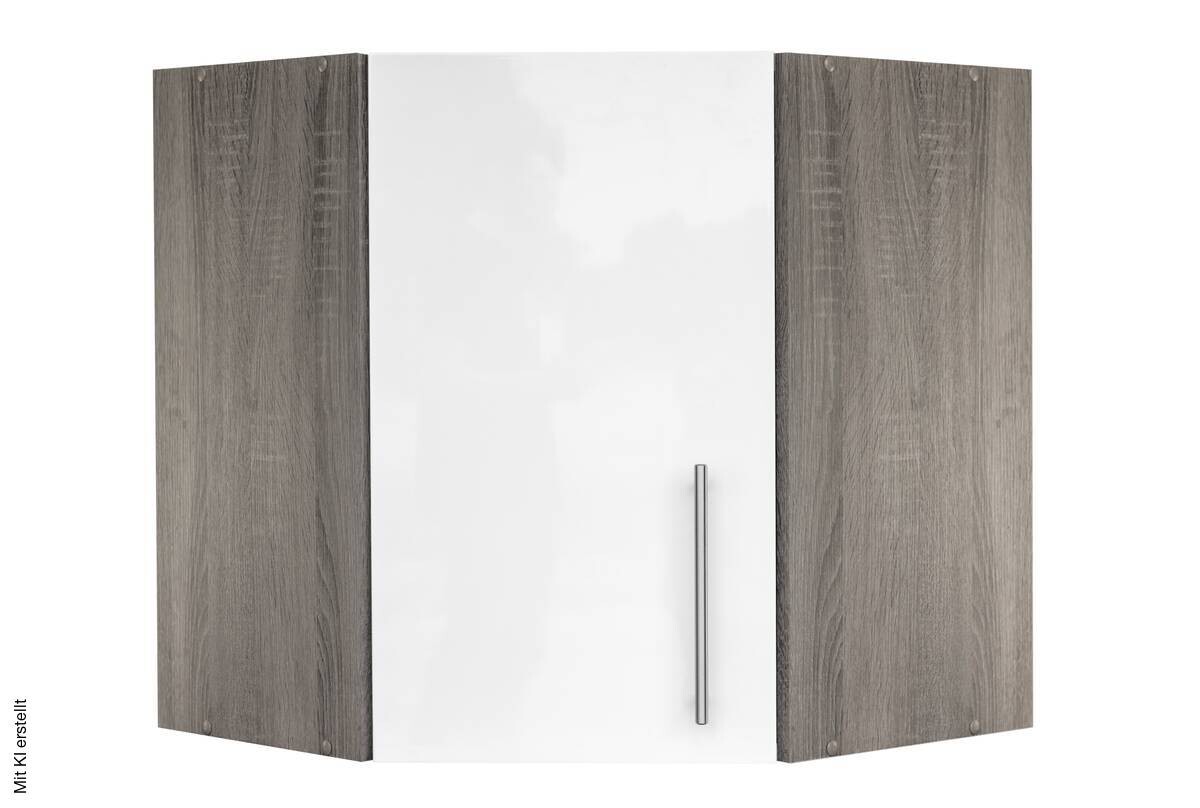 Eckhängeschrank weiß Hochglanz B/H/T/L: ca. 60x64x35x60 cm
