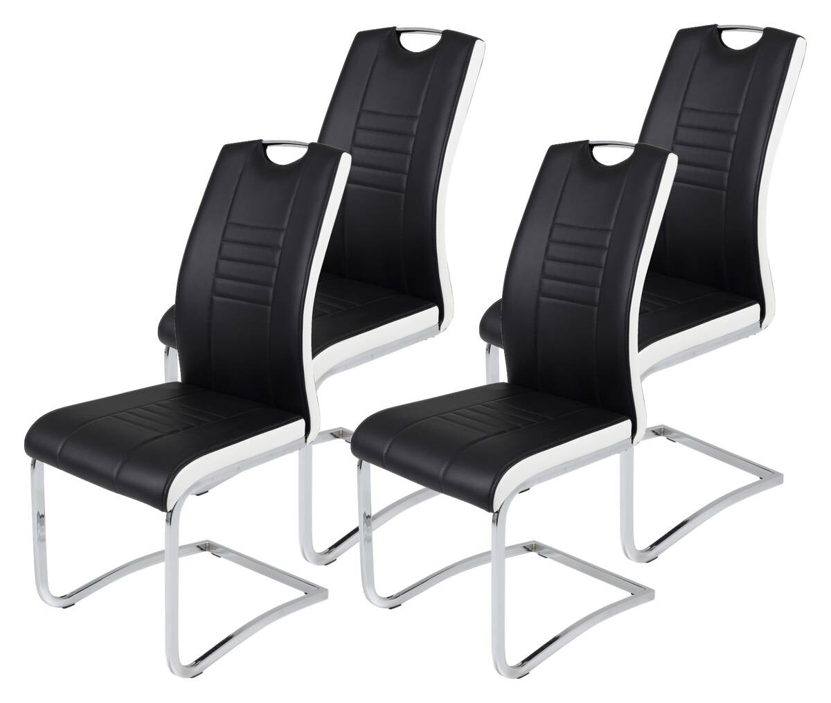 Schwingstuhl Tabea 4er Set schwarz weiß Kunstleder Kunstleder B/H/T: ca. 43x99x61 cm