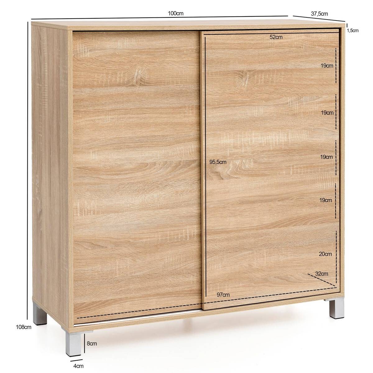 Schuhschrank Eiche Sonoma Nachbildung B/H/T: ca. 100x108x37,5 cm