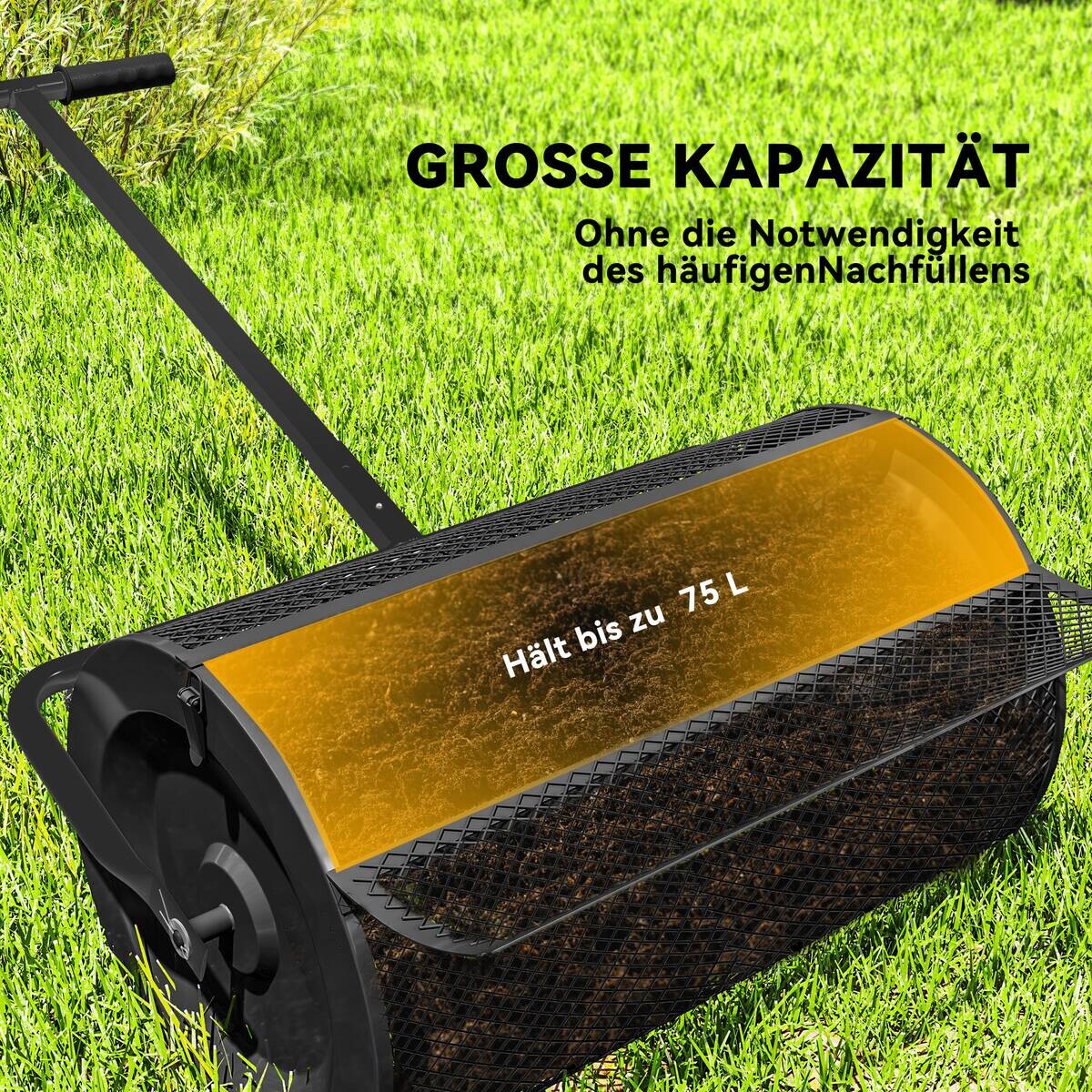 Outsunny Kompoststreuer schwarz B/H/T/L: ca. 40x112x40x70 cm