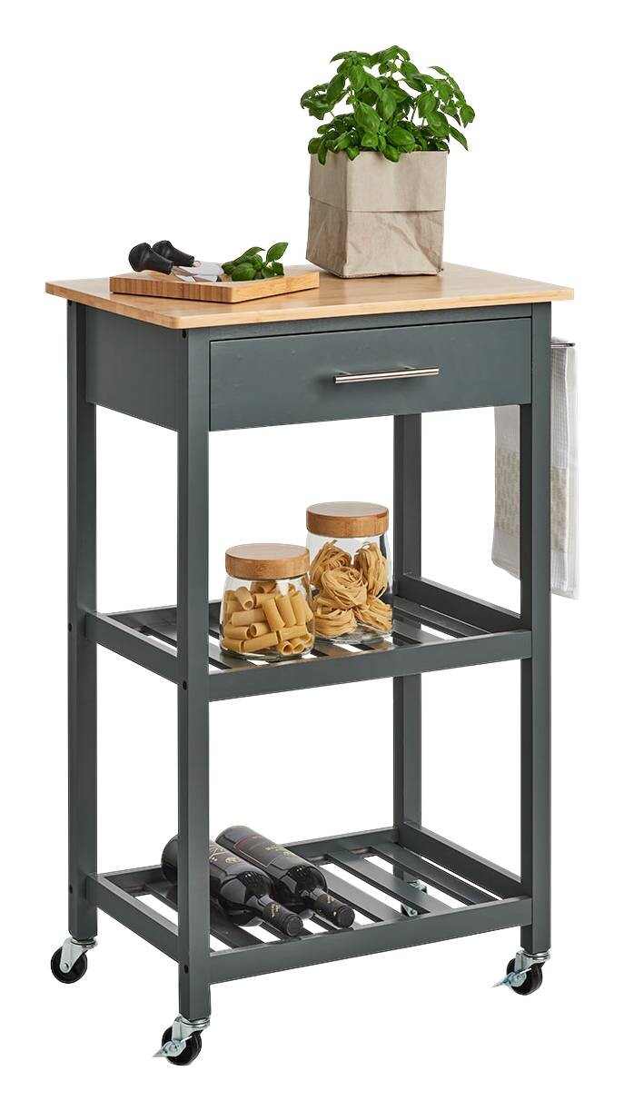 Zeller Küchenrollwagen grau MDF B/H/L: ca. 40x93x58 cm