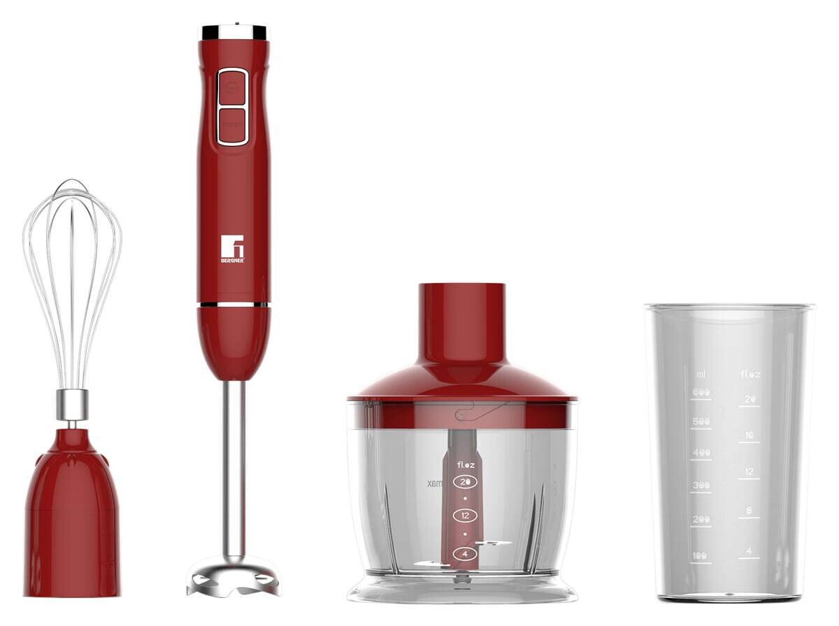 BERGNER Stabmixer-Set rot braun Edelstahl B/H/L: ca. 14,2x23x24,2 cm