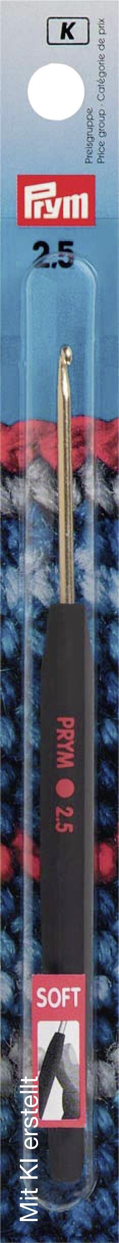 Prym Wollhäkelnadel mit Softgriff silber Aluminium L/S: ca. 14x0,25 cm