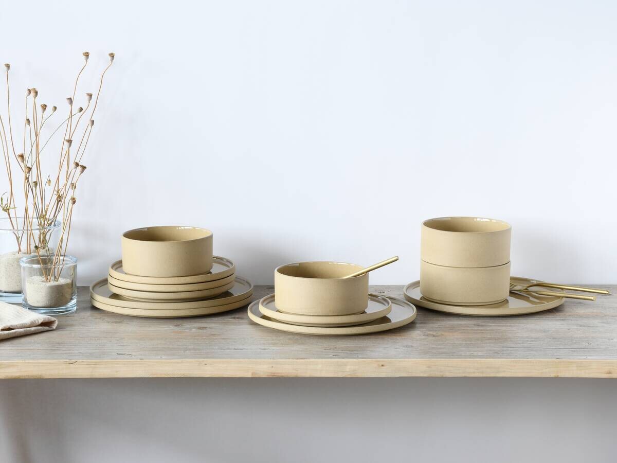 CreaTable Tafelservice Futuro sand Steinzeug 12 tlg.