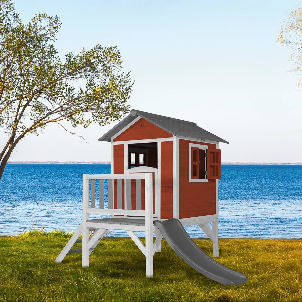 AXI Spielhaus Lodge XL rot B/H/L: ca. 240x189x167 cm