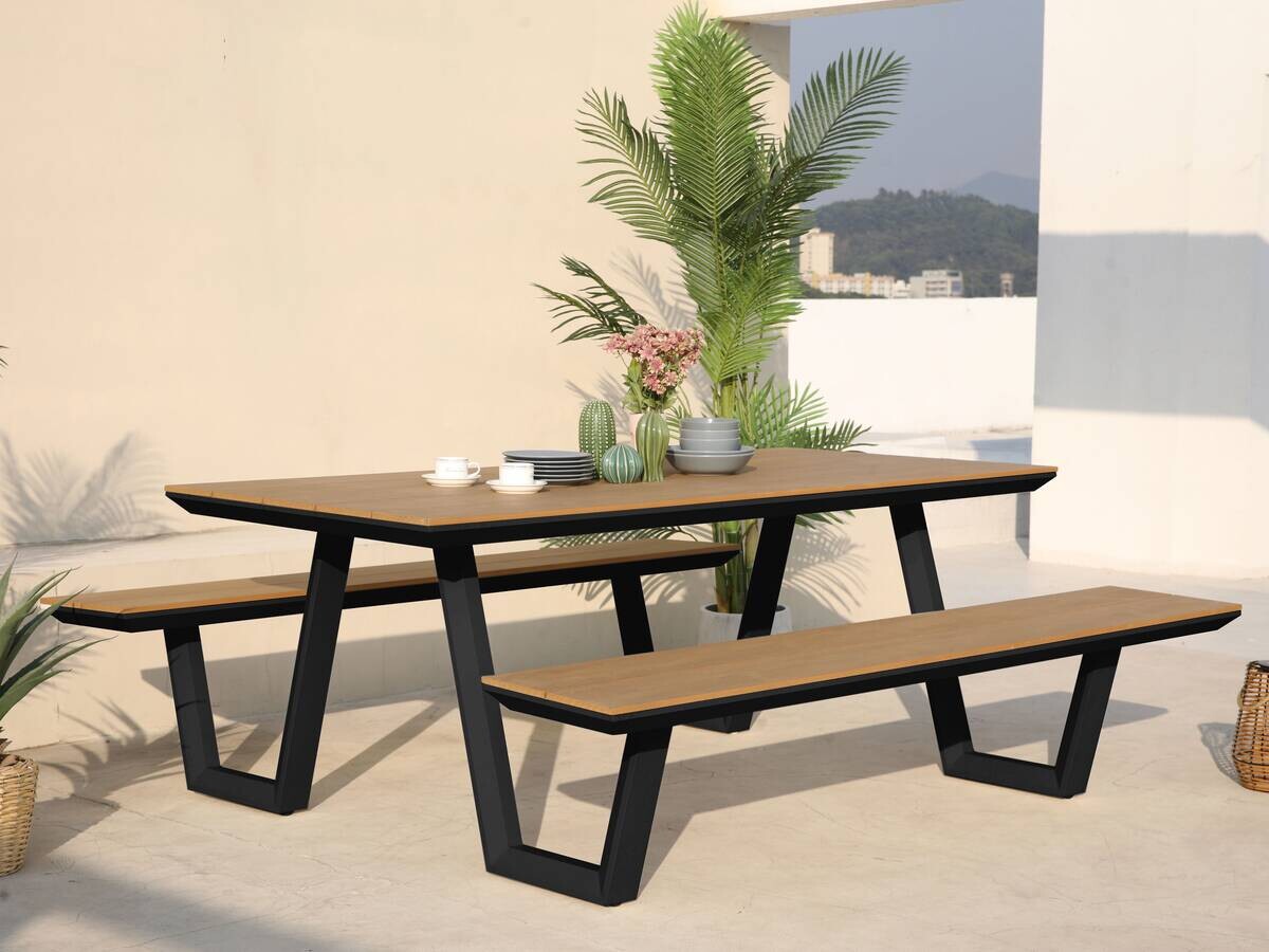 AXI Outdoor Living Picknicktisch Nori braun Metall B/H/L: ca. 190x75x200 cm