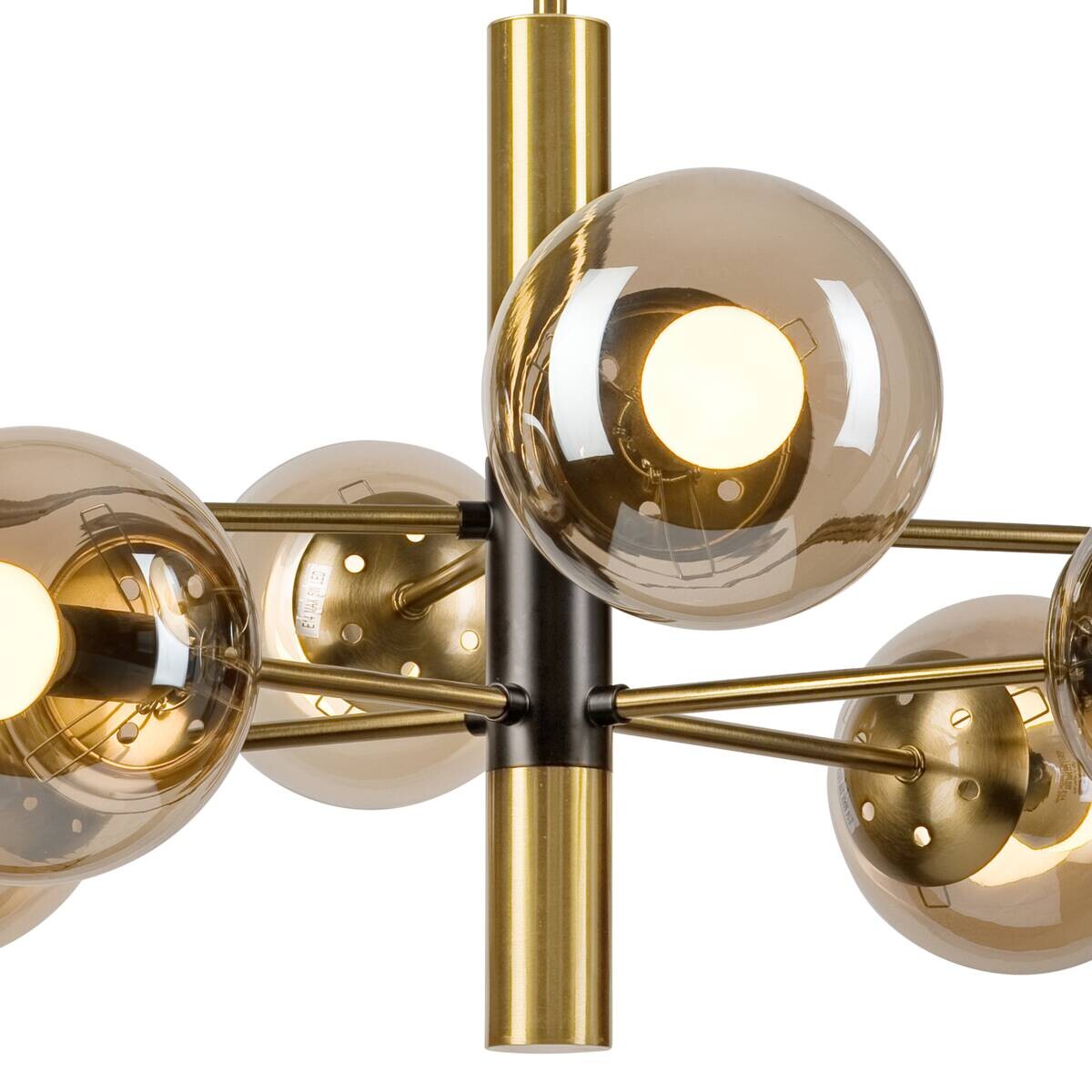 Lamkur Pendelleuchte gold schwarz Metall Glas H/D: ca. 76x68 cm E14 8 Brennstellen