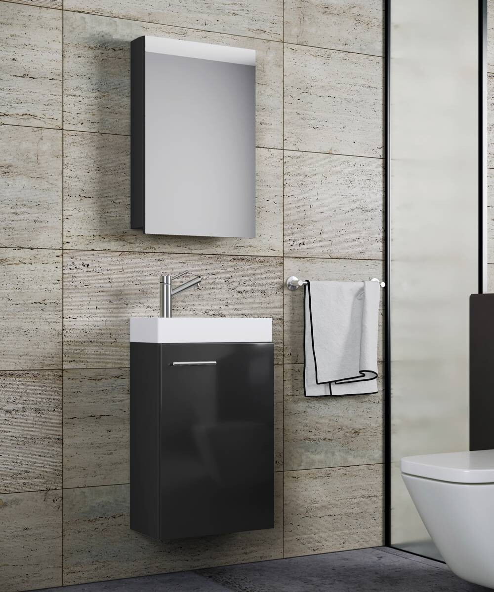 Waschplatz 3tlg-Slito schwarz B/H/T: ca. 41x130x22 cm