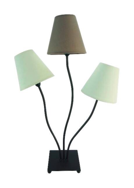 Näve Leuchten Tischleuchte NV3094811 braun beige Metall Textil B/H/T: ca. 16x67x41 cm E14 3 Brennstellen