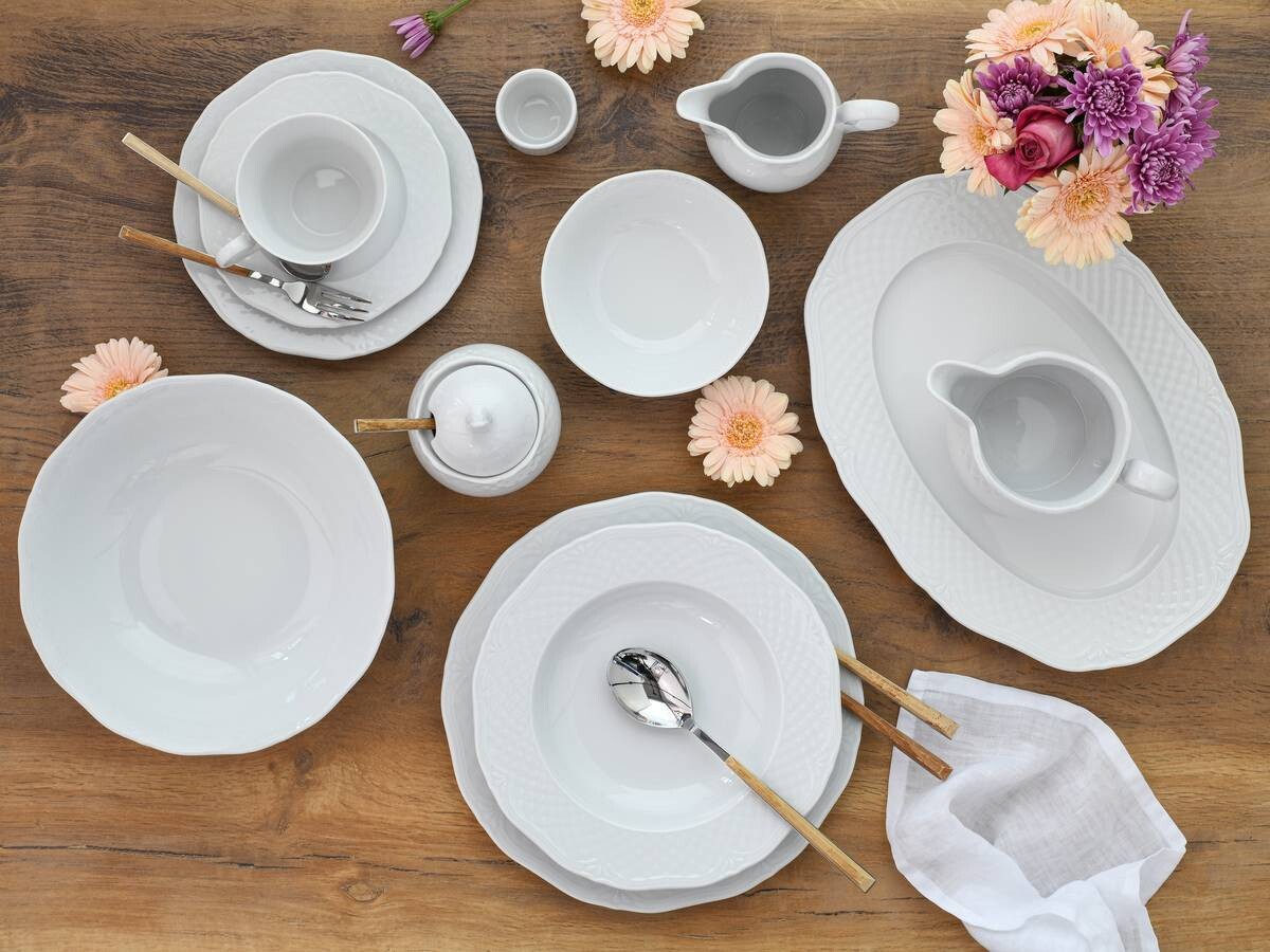 CreaTable Kombiservice Arianne weiß Porzellan 61 tlg.
