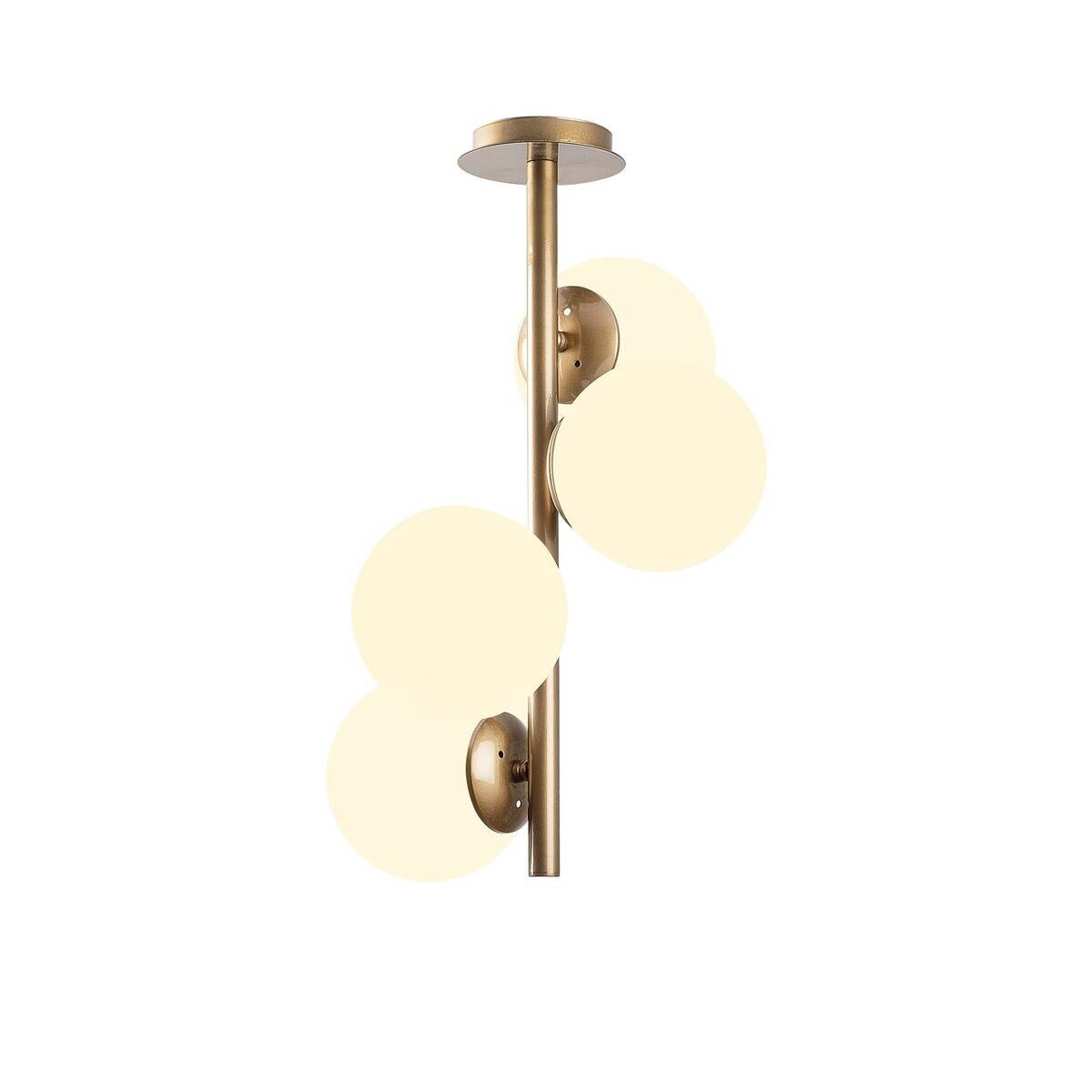 Pendelleuchte gold Metall Glas B/H/L/D: ca. 32x53x32x32 cm E27 4 Brennstellen