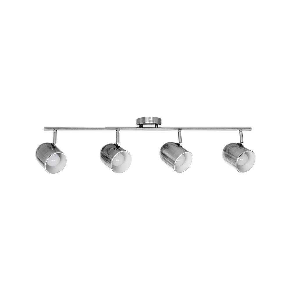 SPOT Light Spotbalken Olivia nickel matt weiß Metall B/H/T: ca. 86x21x10 cm E27 4 Brennstellen