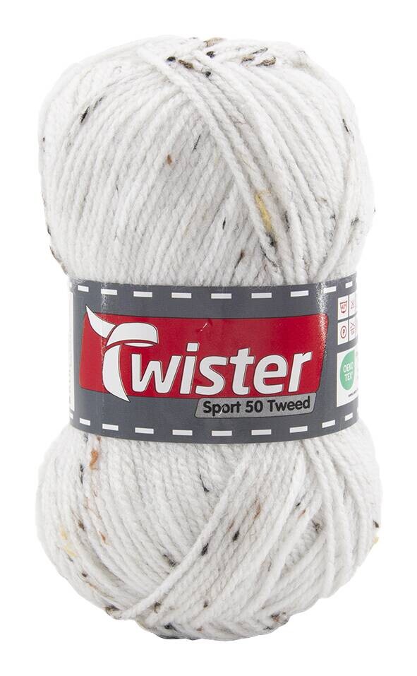 Twister Handstrickgarn Tweed weiß 97% Polyacryl, 3% Viskose L: ca. 15000 cm