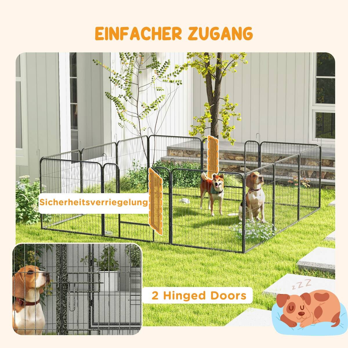 PawHut Welpenauslauf grau Stahl B/H/L: ca. 1,5x80x80 cm