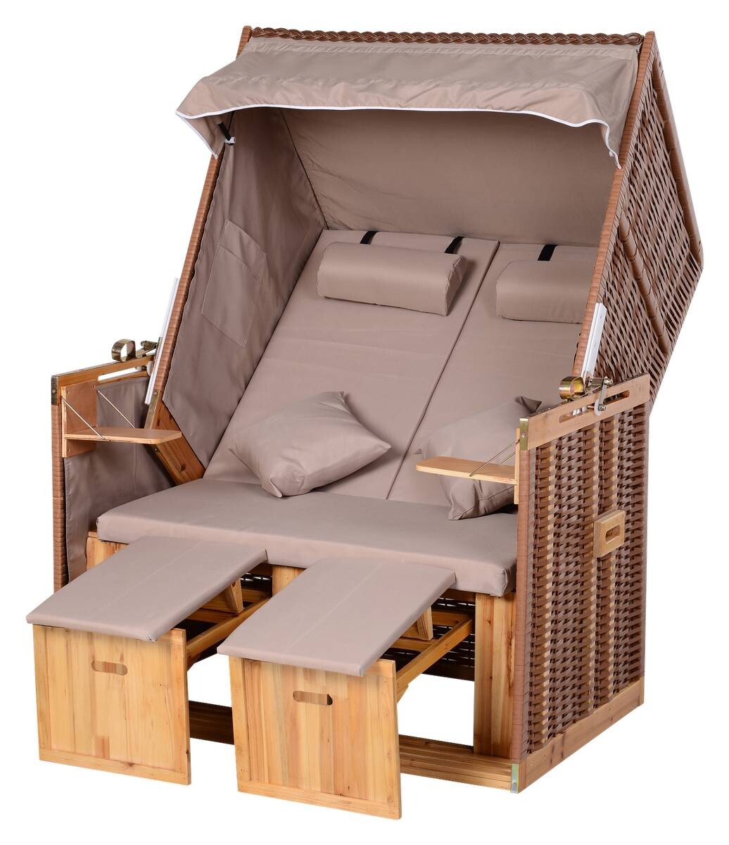 Outsunny Strandkorb hellbraun Metall B/H/T: ca. 118x150x79 cm