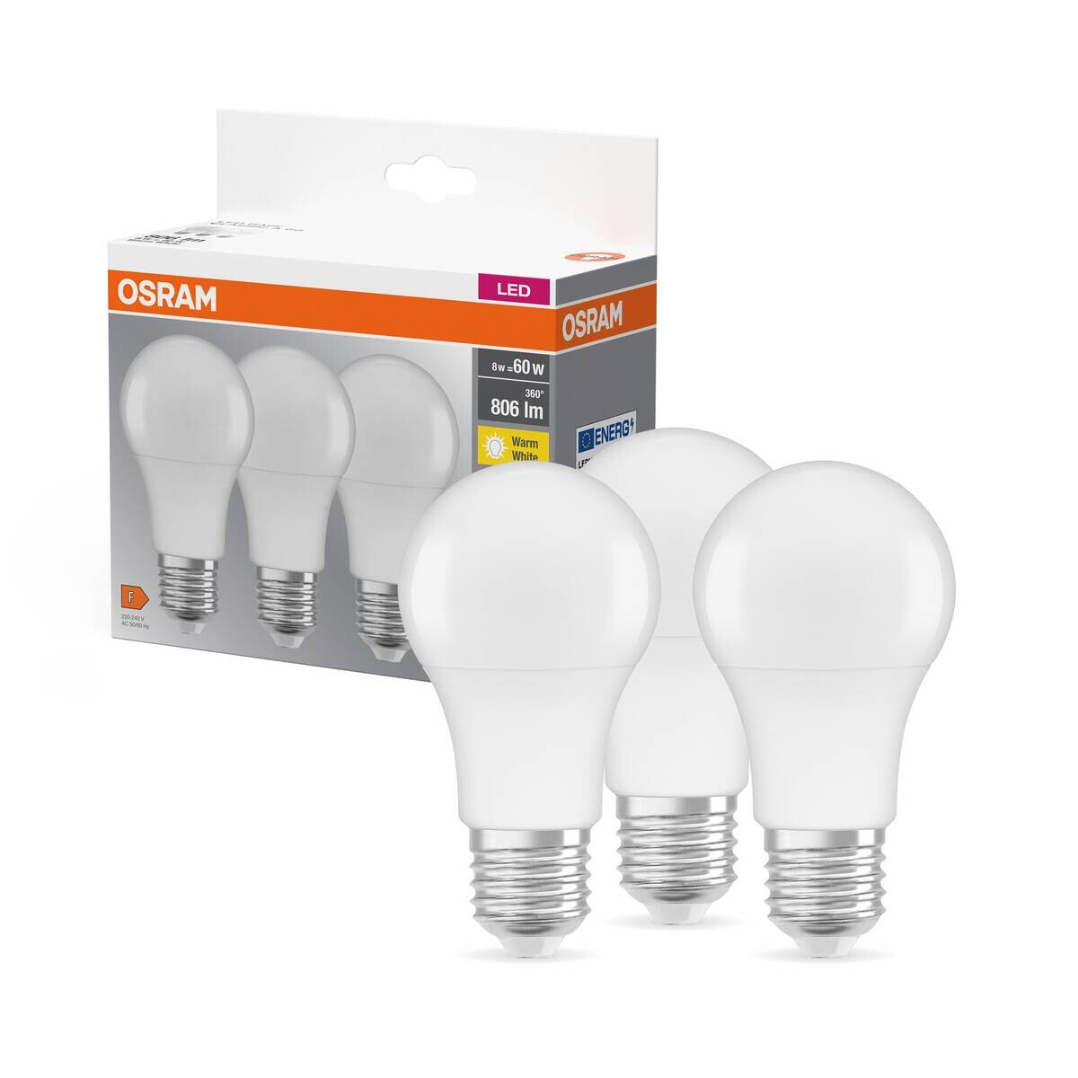 OSRAM LED-Leuchtmittel BASE Classic A AC55981 3er Pack E27
