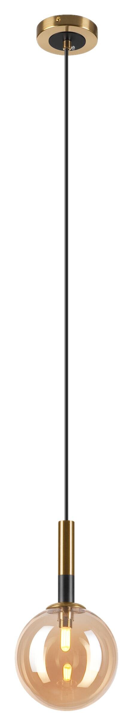 Lamkur Pendelleuchte Rollo gold schwarz Glas Stahl H/L: ca. 120x15 cm E27 1 Brennstellen