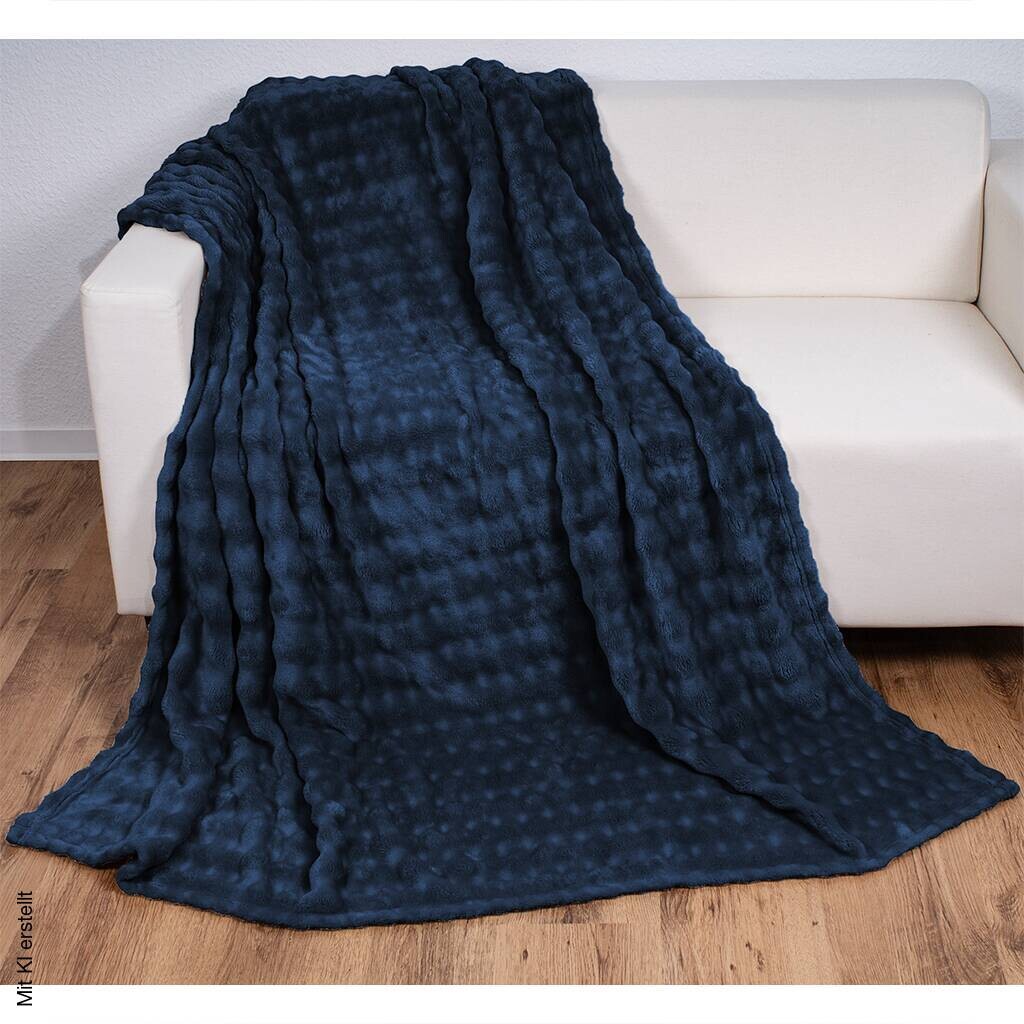 Wohndecke dunkelblau Polyester B/L: ca. 150x200 cm