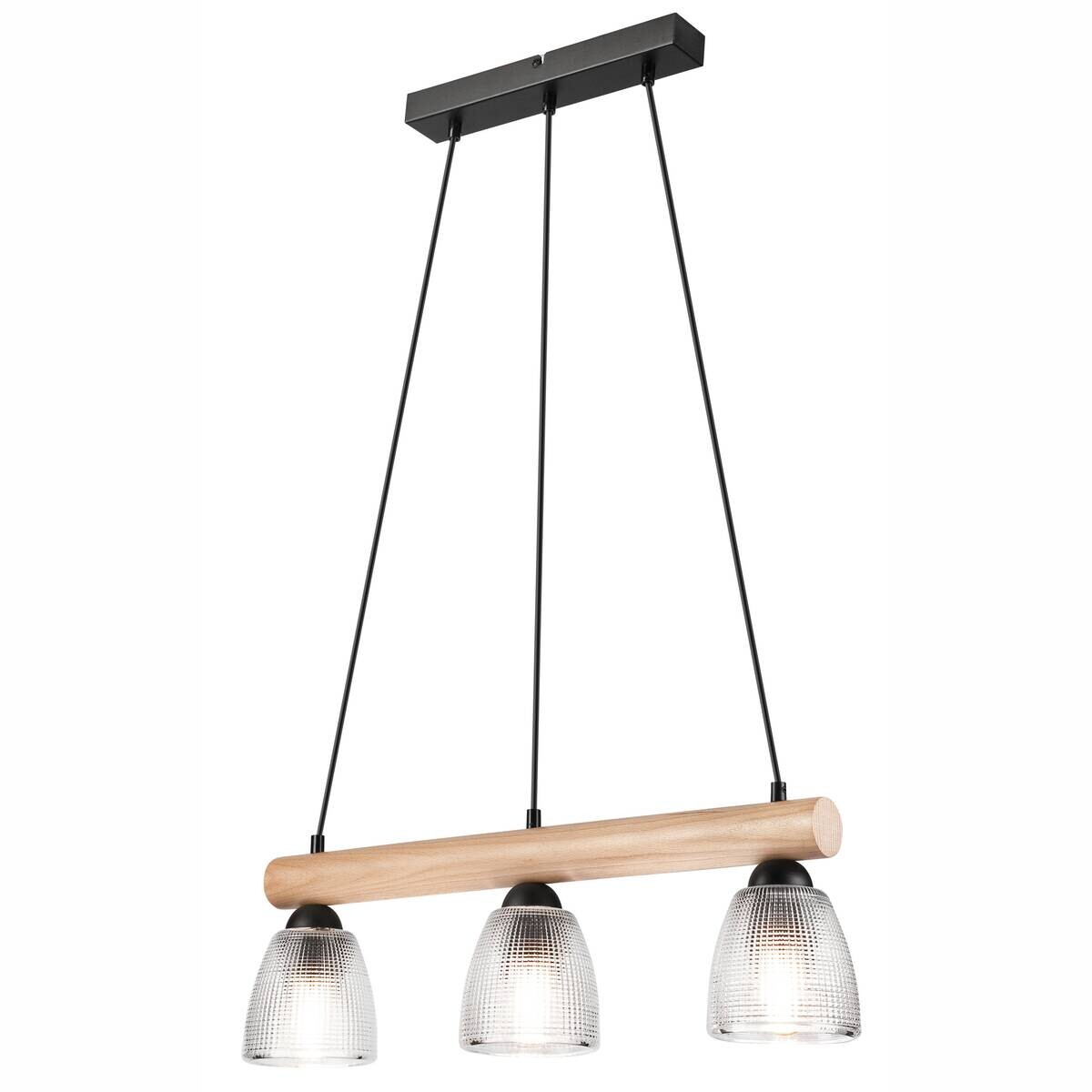 Lamkur Pendelleuchte natur Stahl B/H/L: ca. 20x93x63 cm E27 3 Brennstellen