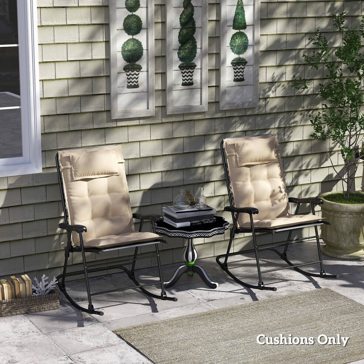 Outsunny Liegenauflage 2er Set beige Polyester B/H/L: ca. 50x5x116 cm