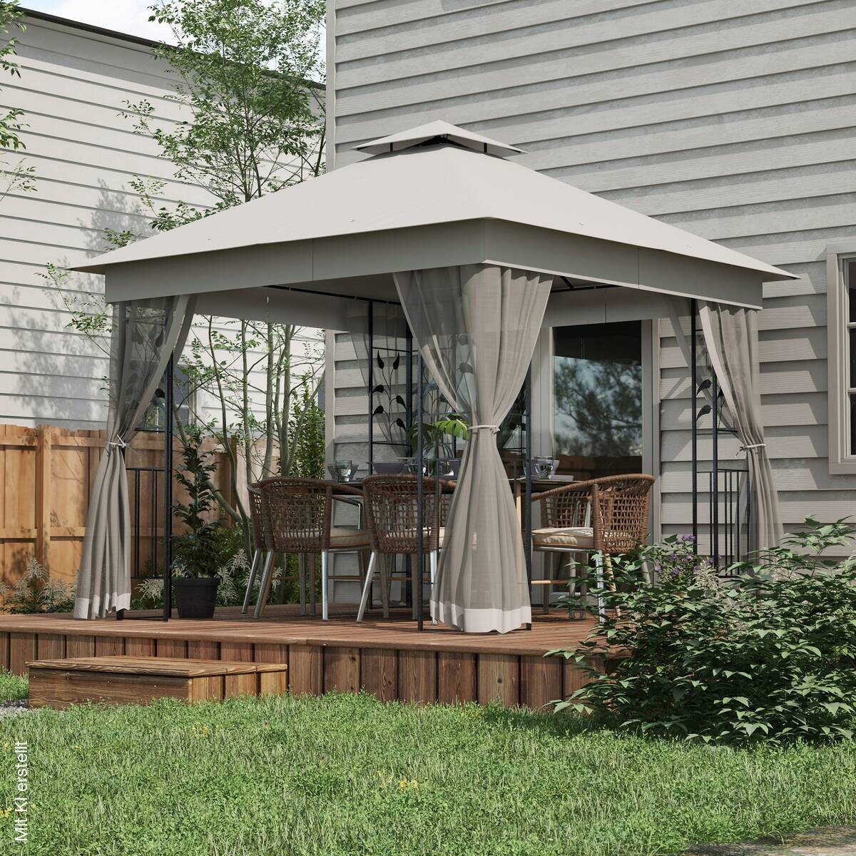 Outsunny Pavillon schwarz Polyester B/H/L: ca. 300x280x300 cm