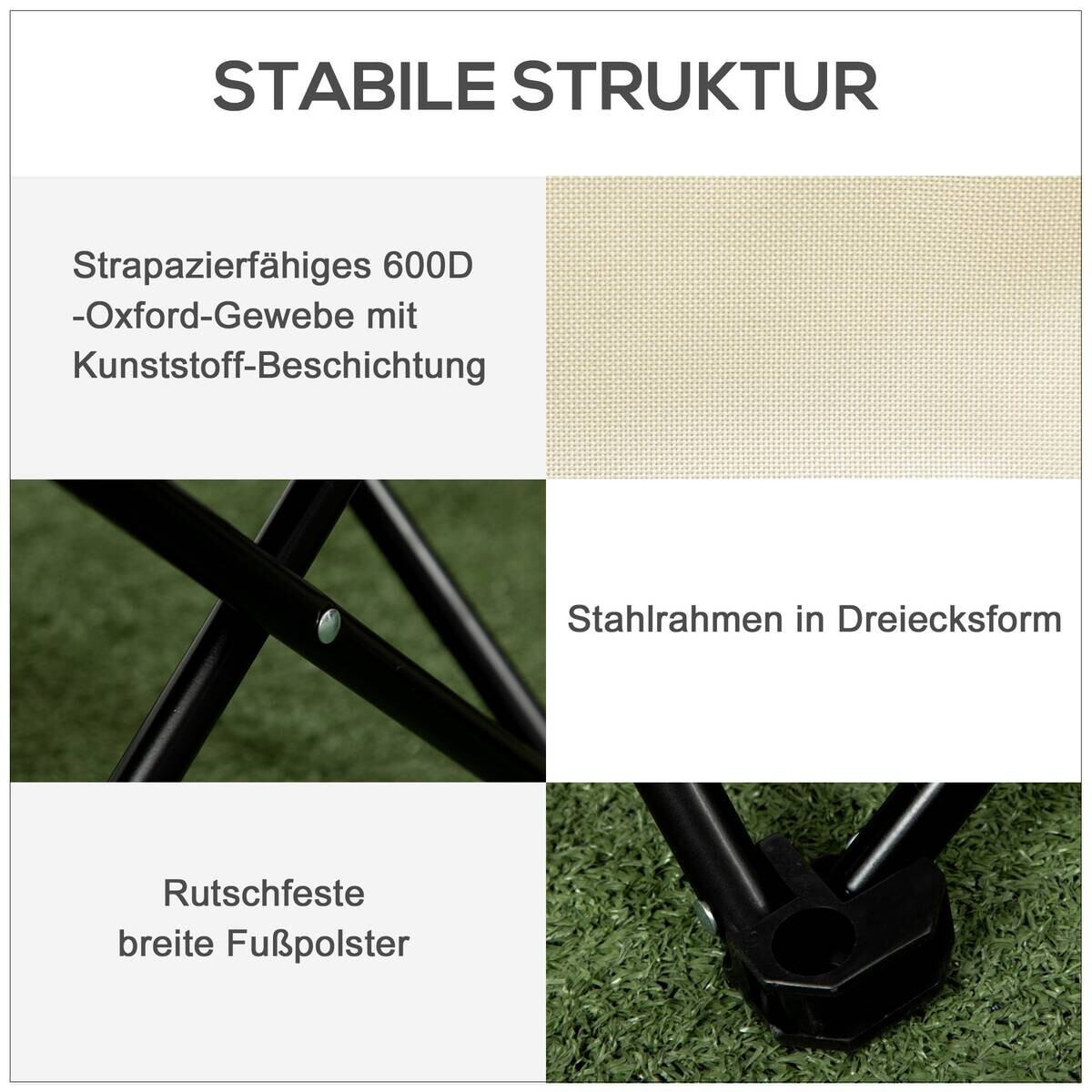 Outsunny Campingstuhl weiß Stoff B/H/L: ca. 54x66x61 cm