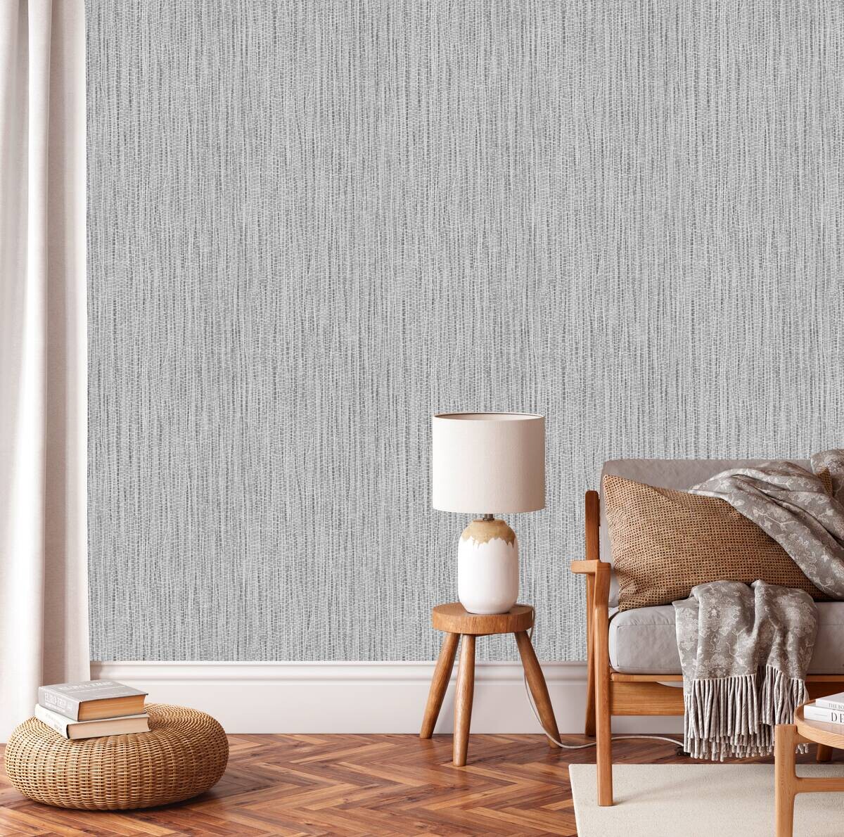 UGEPA Vliestapete Textiloptik grau B/L: ca. 53x1005 cm