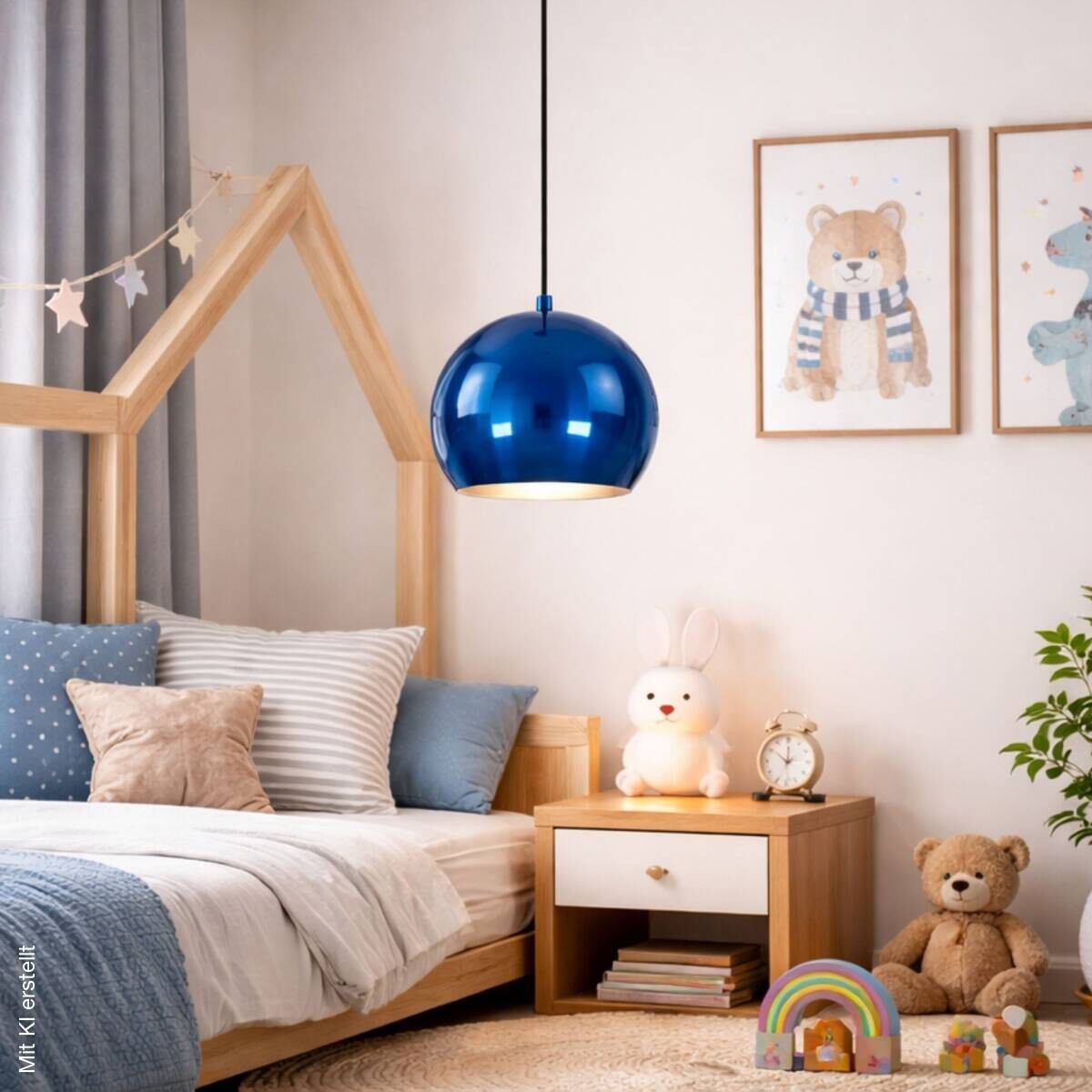 Opviq Pendelleuchte blau B/H/T: ca. 20x111x20 cm E27 1 Brennstellen