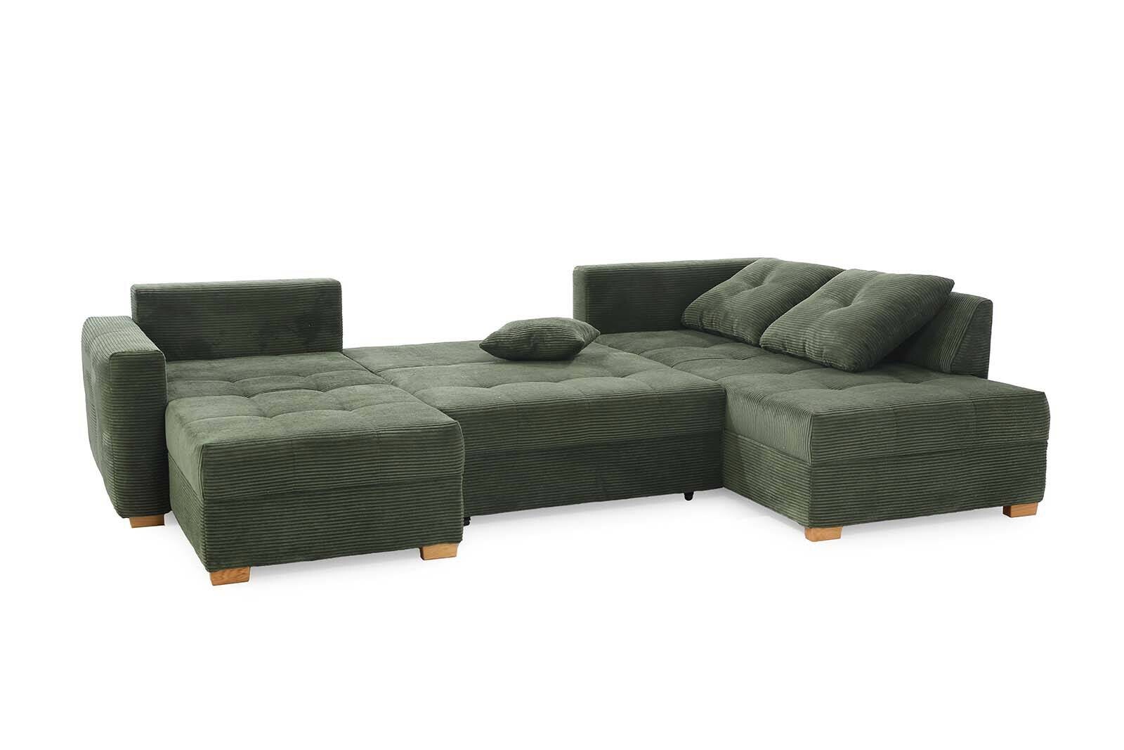 Wohnlandschaft grün Microfaser B/H/T: ca. 313x92x200 cm