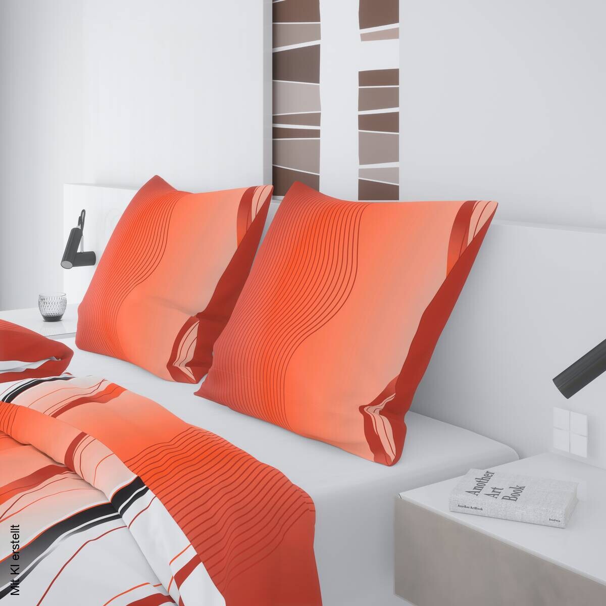 Microfaser Bettwäsche orange Polyester B/L: ca. 135x200 cm